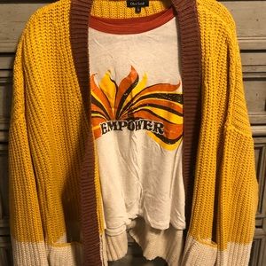 ColorBlock Cardigan / Graphic Tee